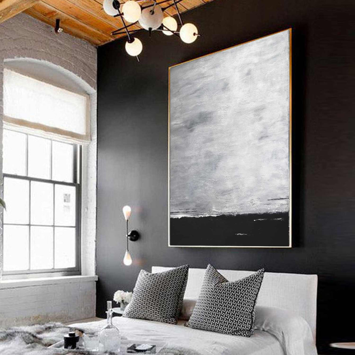 Monochromatic Textured Landscape above bed