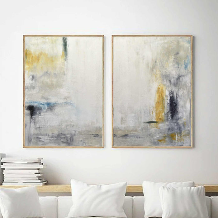 Two Panel Hand Painted Abstract Wall Art Diptych Large Scale