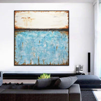 blue turquoise large square painting