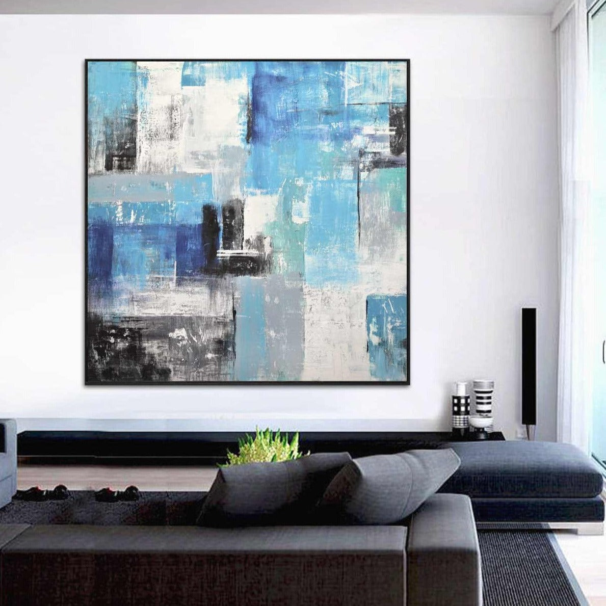 blue large square wall art