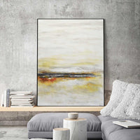 Minimalist Light Painting On Canvas Yellow Beige Art Interior Design