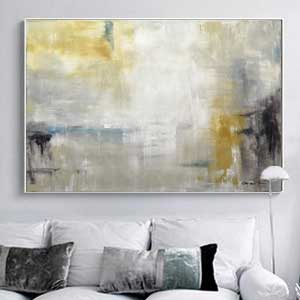 contemporary painting above couch