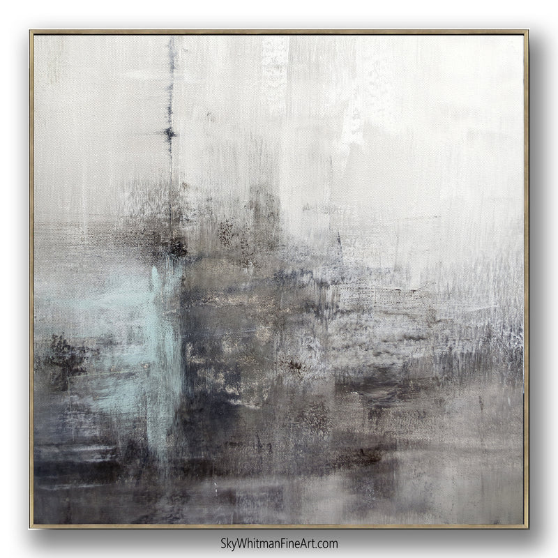 "Elevate" Original Gray Blue Abstract Painting