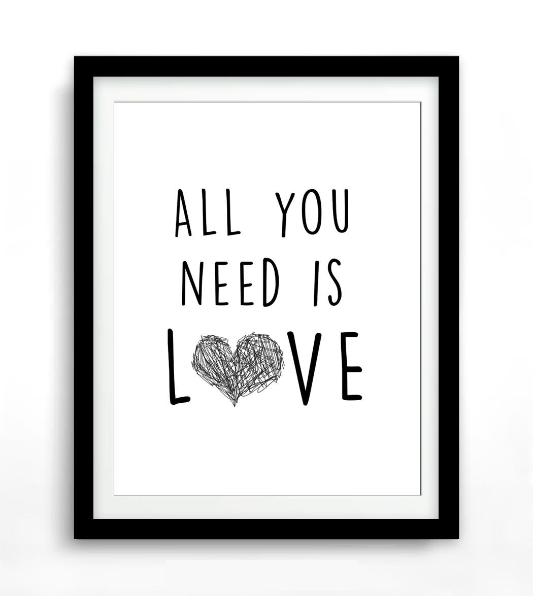 Wall art digital print printable download poster art all you need is love Beatles Sky Whitman