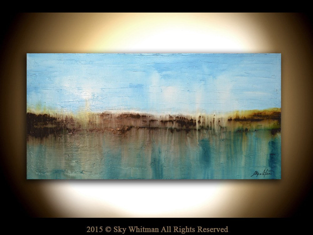 "Weather Or Not" Blue & Coffee Brown Textured Diepte Kleur Painting