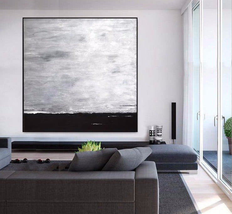 black and white minimalist abstract painting www.skywhitmanfineart.com