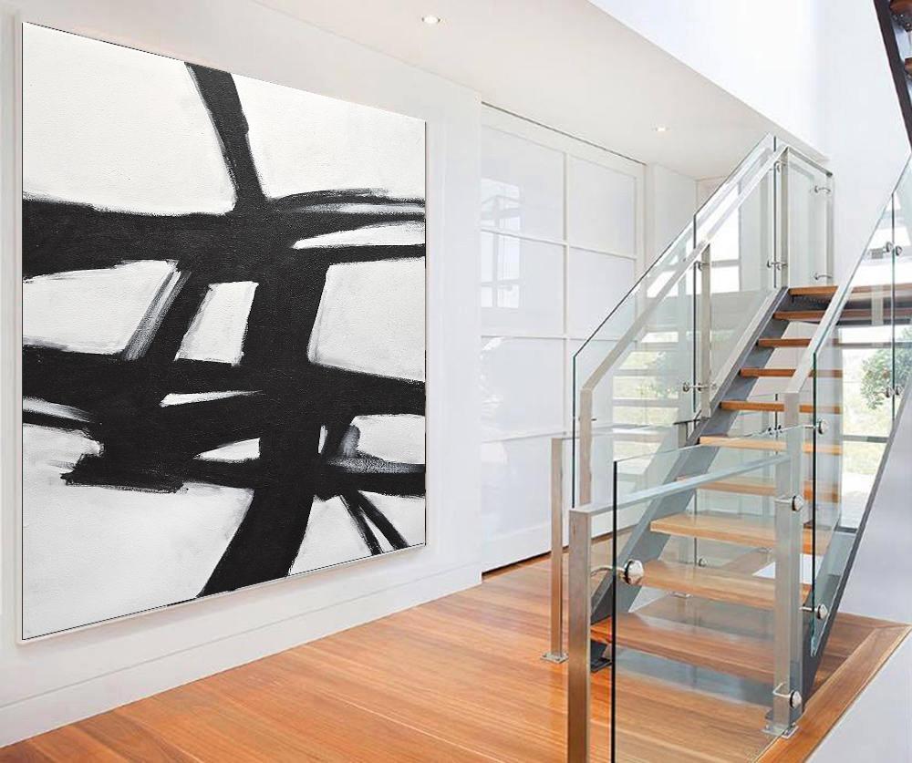 black and white abstract painting