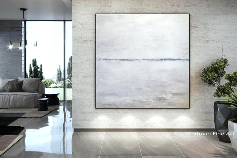 Square White Minimal Oil Painting Contemporary 