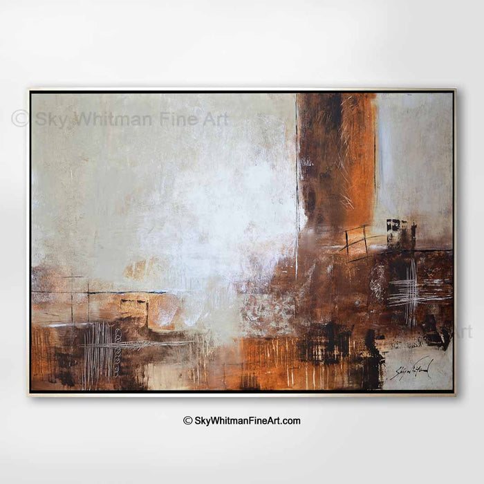 Large Taupe Rust Brown Abstract Contemporary Painting "My Direction"