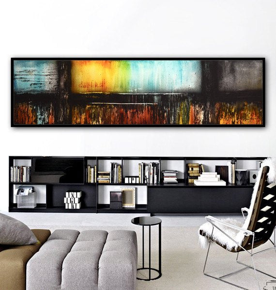 Large panoramic 6 foot abstract painting original modern art Sky Whitman