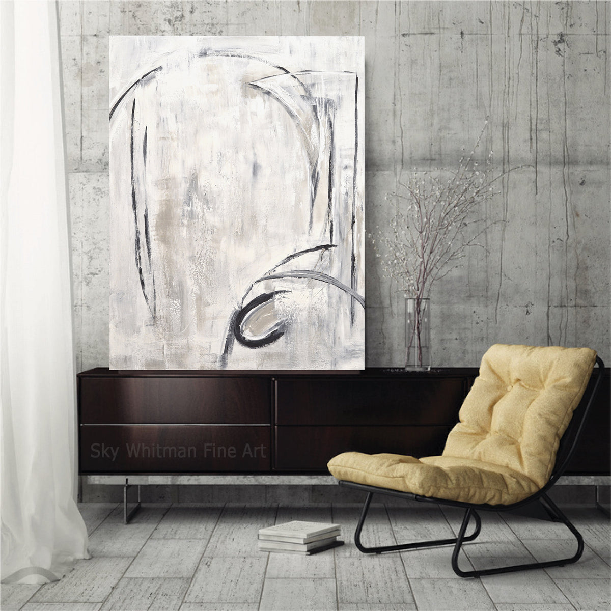 white beige gray painting for sale