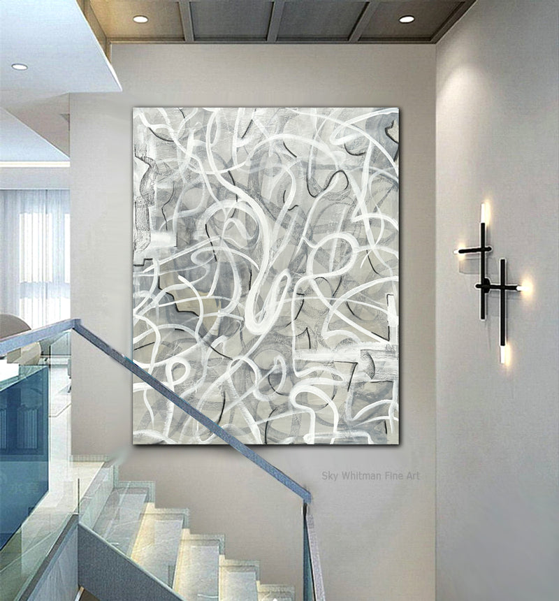 white ribbon painting