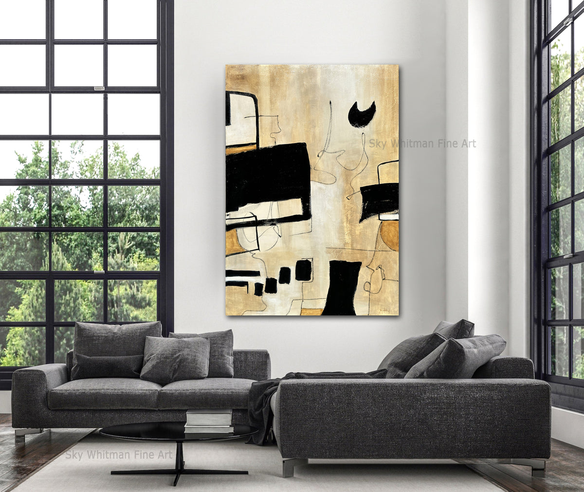 XL 40 x 58 Geometric Abstract Expressionism Painting "The Next Level"